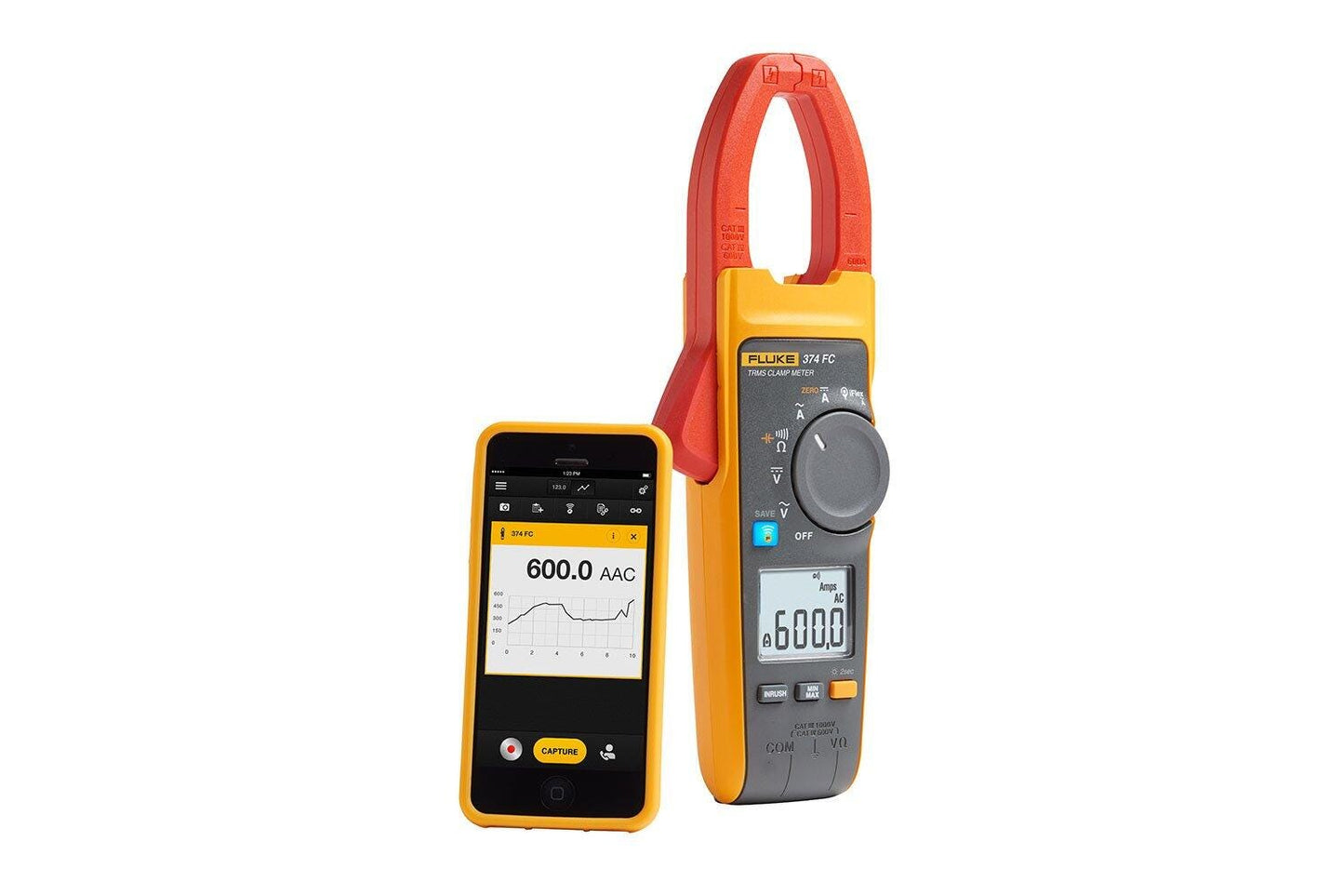 Fluke 374 FC True-RMS AC/DC clamp meter front view