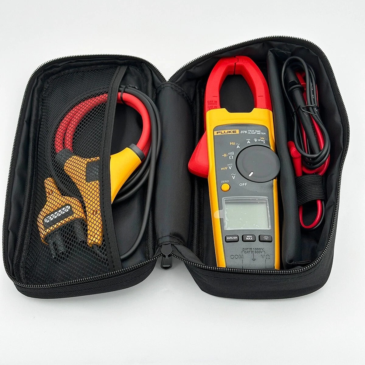 Fluke 376 clamp meter stored in carrying case